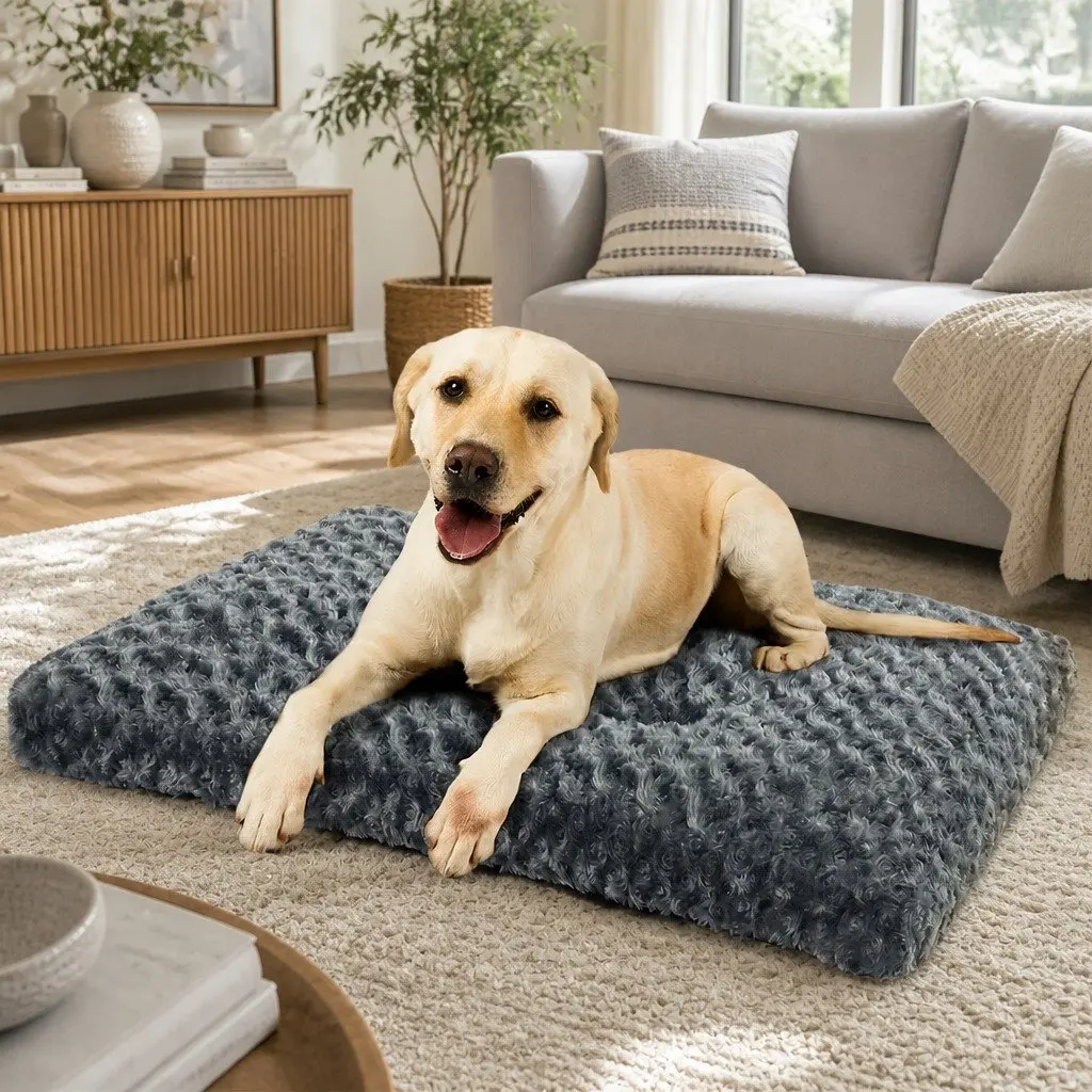 Dog Bed Pet Calming Washable Soft Plush Warm Cozy Sleeping Mat Floor Kennel Sofa