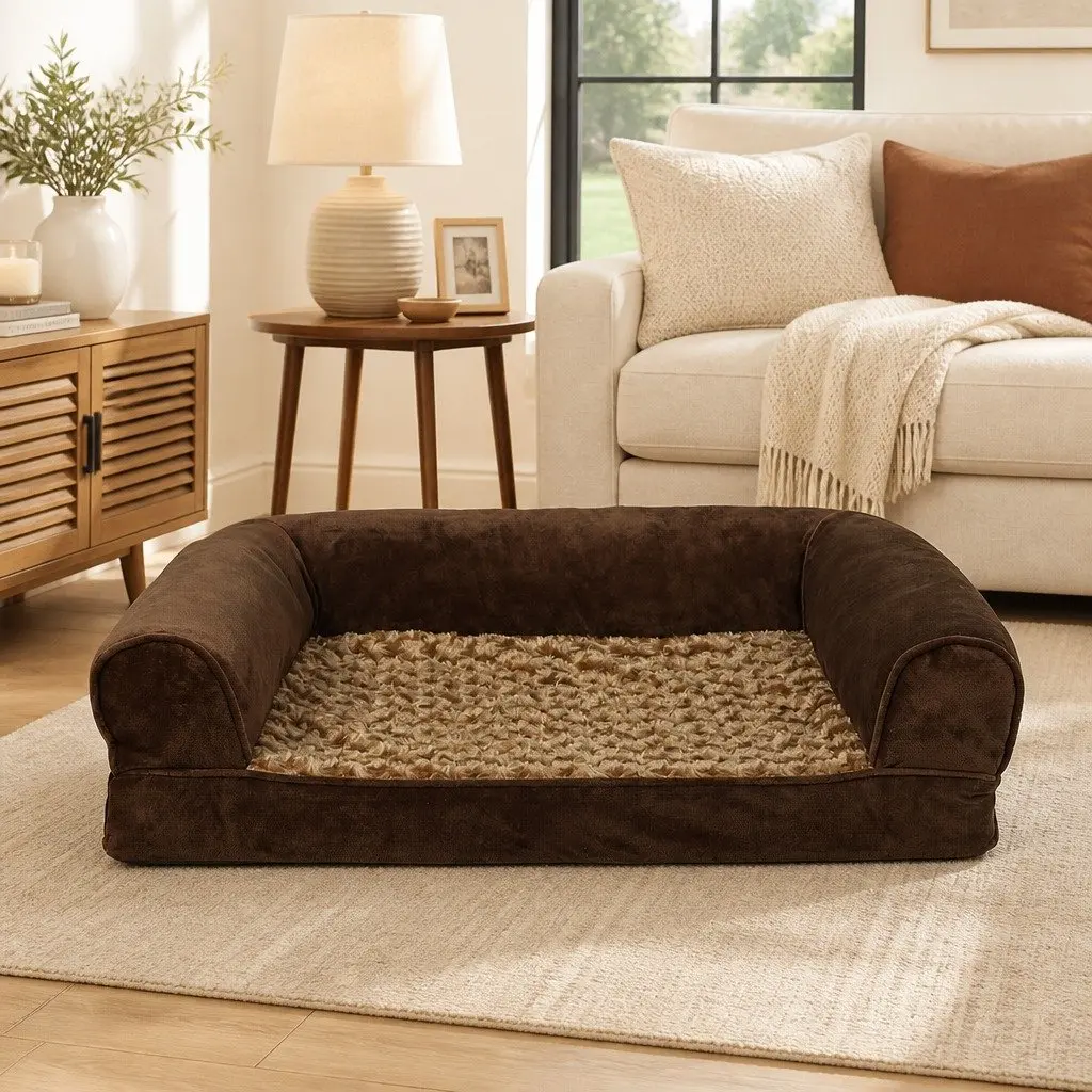 Orthopedic Pet Bed Memory Foam Removable Washable Cover Brown