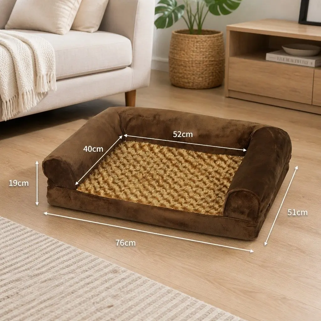 Orthopedic Pet Bed Memory Foam Removable Washable Cover Brown