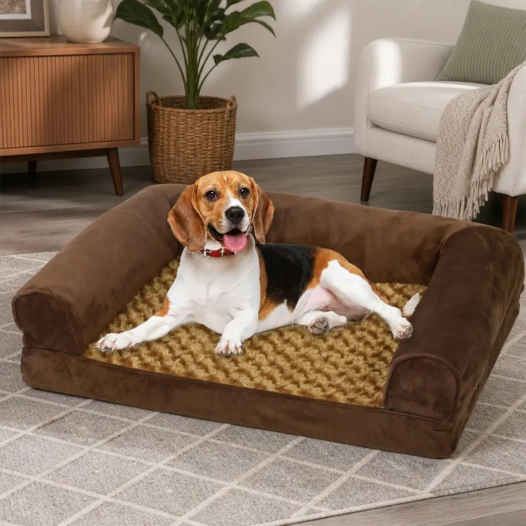 Orthopedic Pet Bed Memory Foam Removable Washable Cover Brown