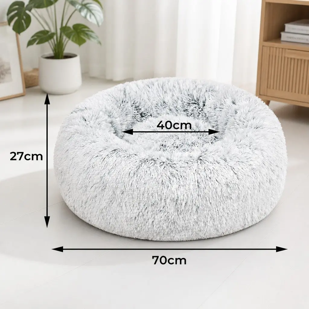 Replaceable Dog Bed Cover Medium Charcoal Donut-Shaped Pet Calming Nest Plush