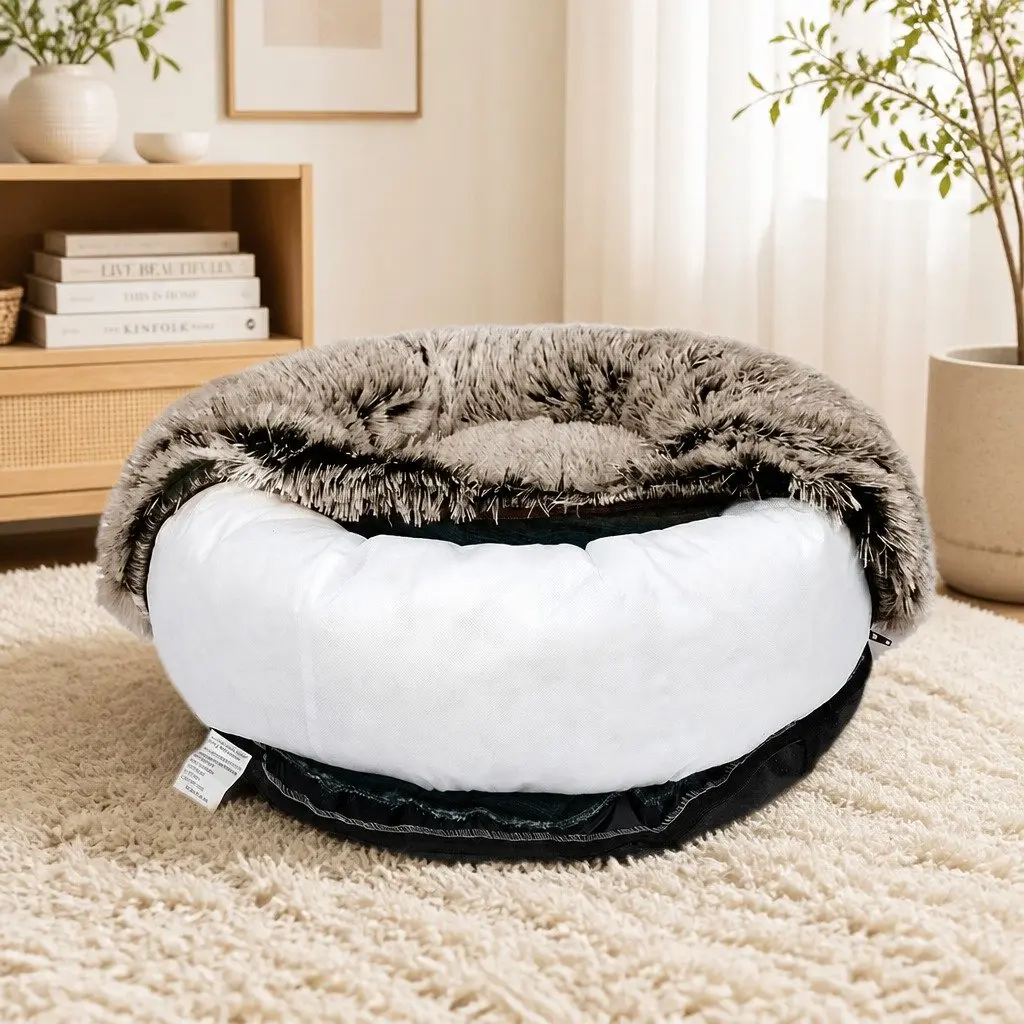 Pet Bed Donut-Shaped XXL Soft Warm Kennel Dog Cat Cushion Non-Slip Bottom