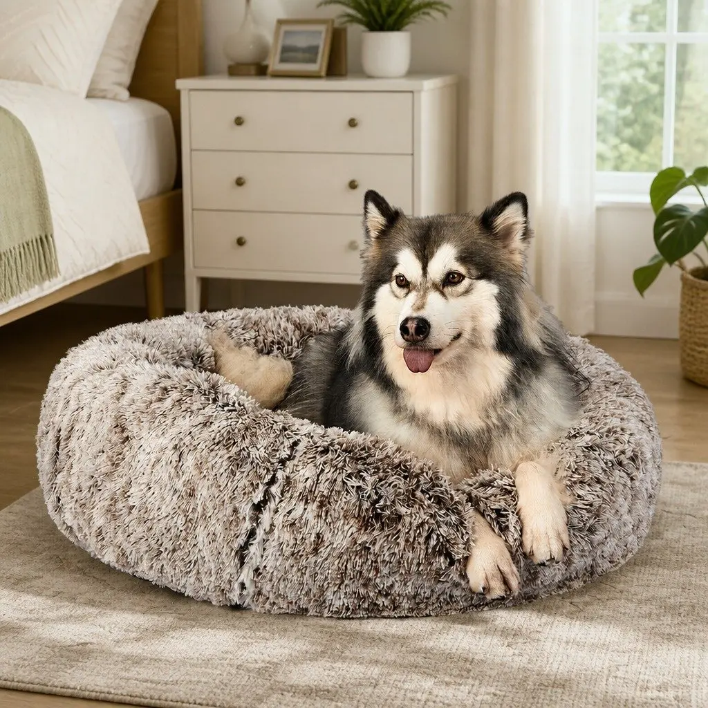 Pet Bed Donut-Shaped XXL Soft Warm Kennel Dog Cat Cushion Non-Slip Bottom