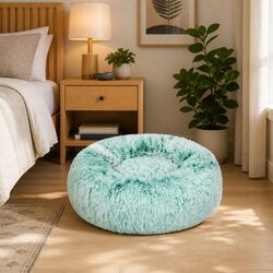 Dog Calming Bed Removable Cover XXL 120cm Teal Donut-Shaped Pet Bed Cover