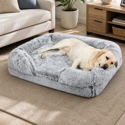 Pet Bed Orthopedic Sofa Large Dog Beds Memory Foam Supportive Bolster Plush