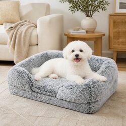Pet Bed Orthopedic Sofa Dog Beds Medium Memory Foam Supportive Bolster Plush