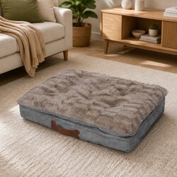 Dog Calming Bed Pet Cat Memory Foam Removable Washable Cover Medium Khaki