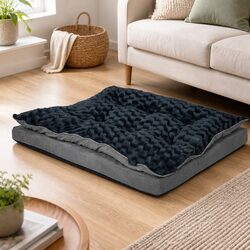Dog Calming Bed XL Memory Foam Pet Mattress Soft Plush Washable Cover Grey