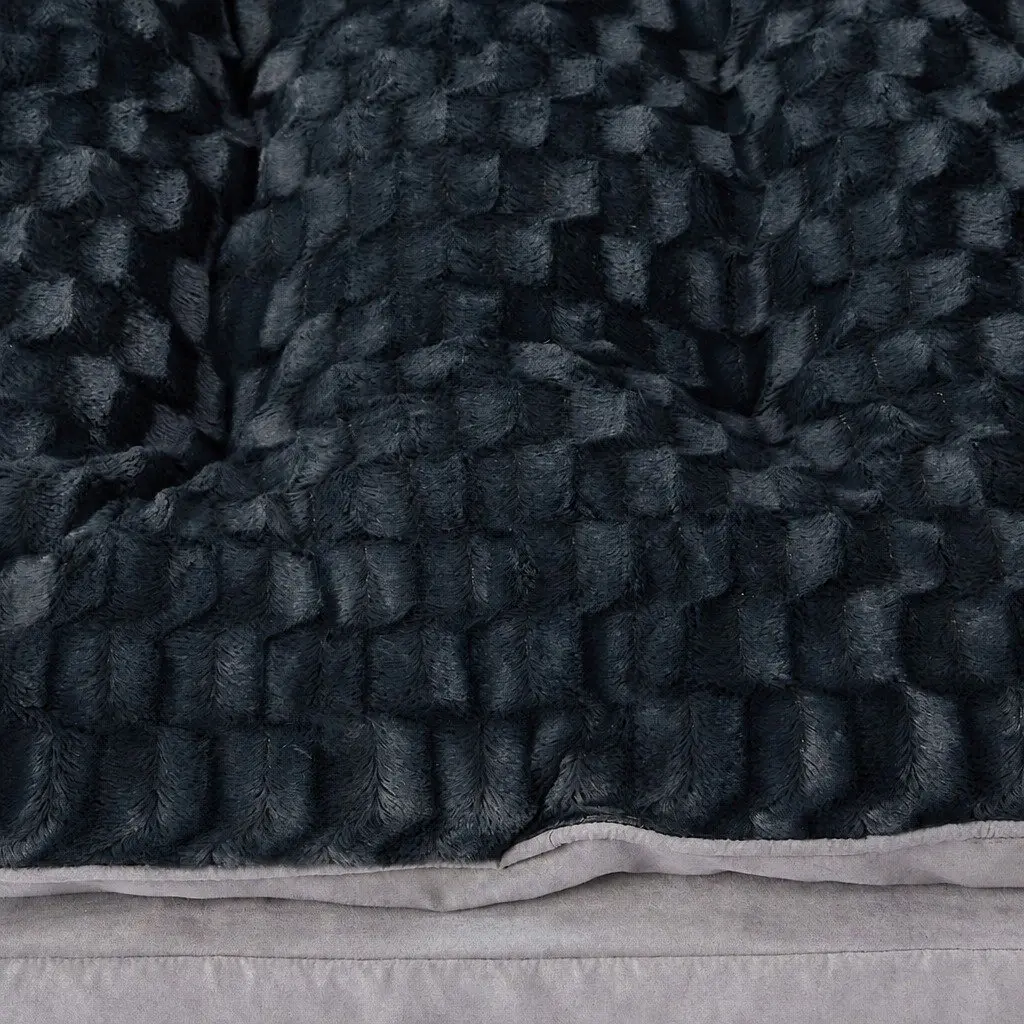 Dog Calming Bed XL Memory Foam Pet Mattress Soft Plush Washable Cover Grey