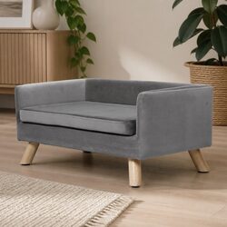 Pet Sofa Bed Dog Cat Raised Lounge Elevated Couch Grey Modern Cushion Furniture