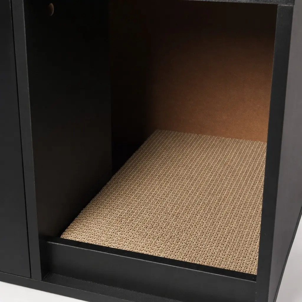 Cat Litter Box Enclosure Cabinet Wooden Furniture Side Table Scratching Board