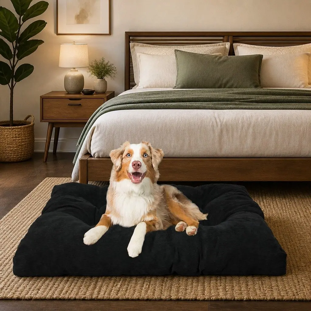 Pet Calming Bed Dog Cat Cushion Large Washable Tufted Comfort Sleep Nest