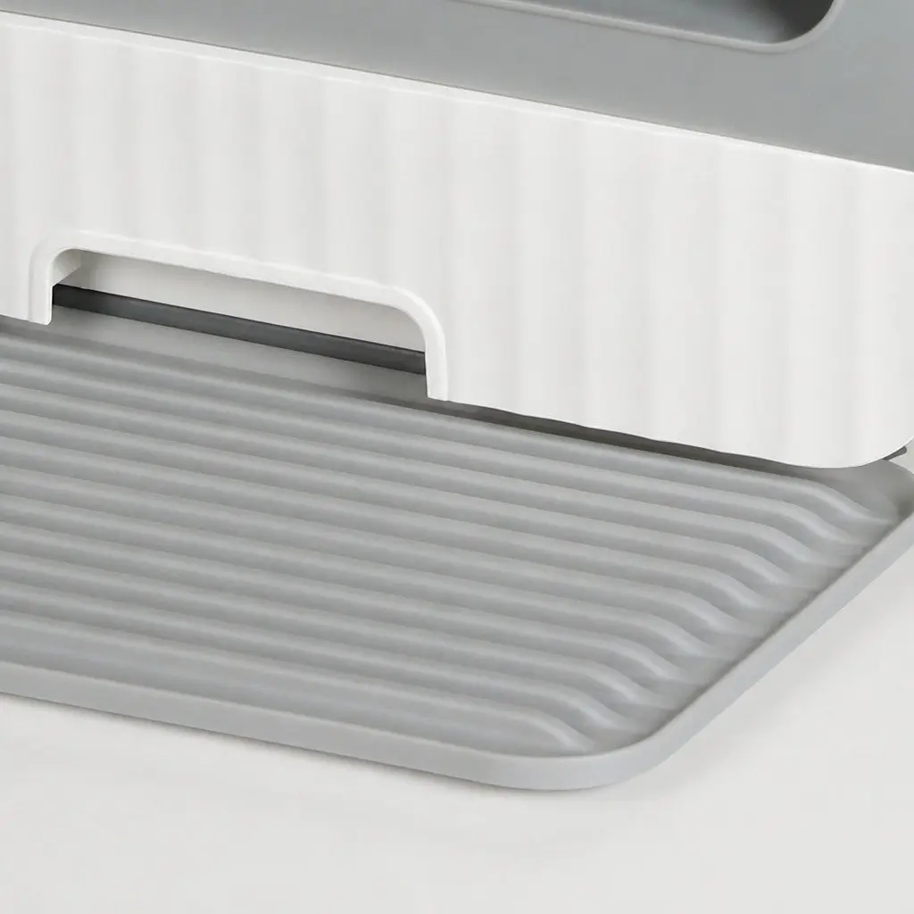 Fully Enclosed Cat Litter Box with Pull-Out Mat Grey Privacy Shelter Tray Scoop