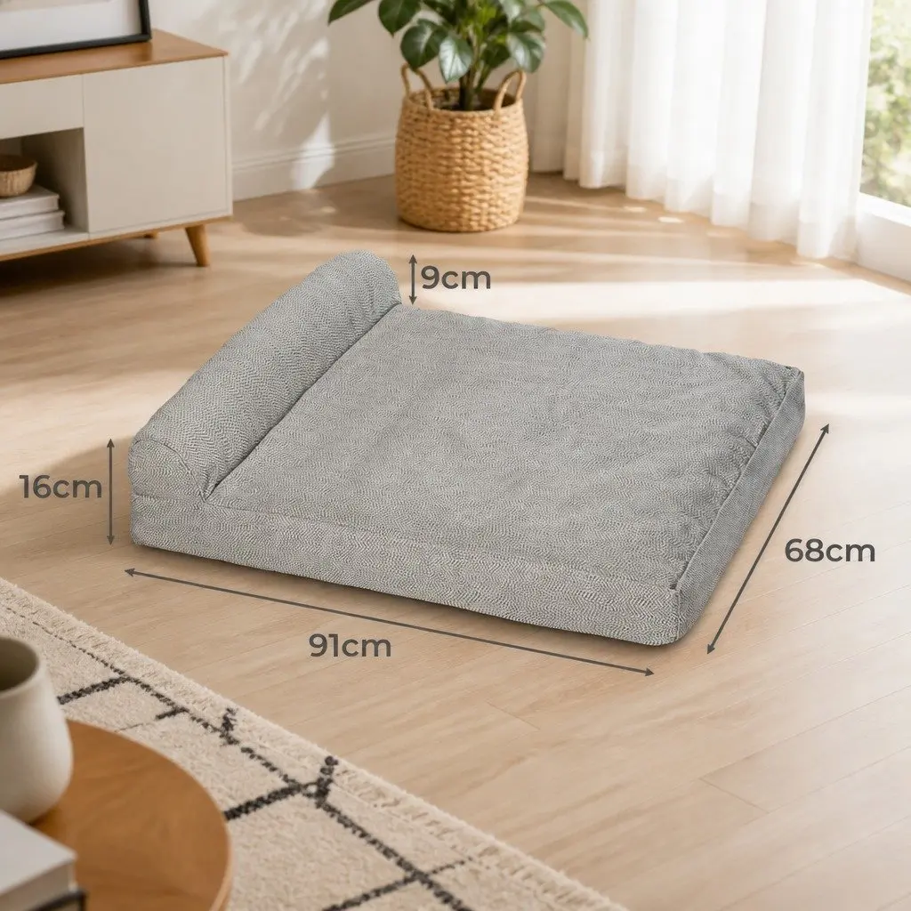 Memory Foam Pet Bed Large Egg Shape Chew Proof Waterproof Grey