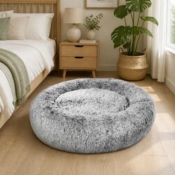 Pet Bed Memory Foam Dog Donut Charcoal Large Washable Cover Raised Bolster