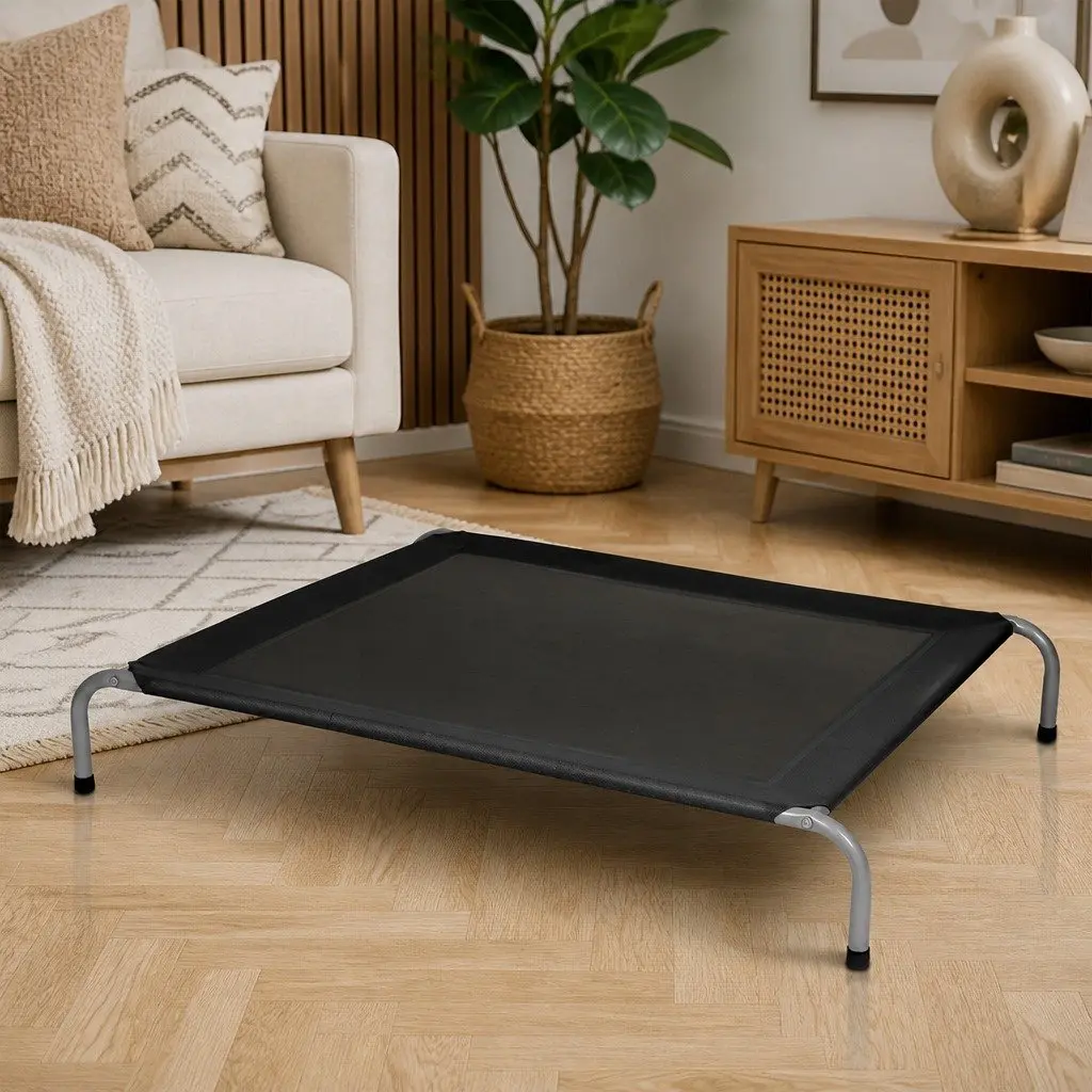 Elevated Pet Bed Trampoline Dog Cat Raised Frame Mesh XL Extra Large Black