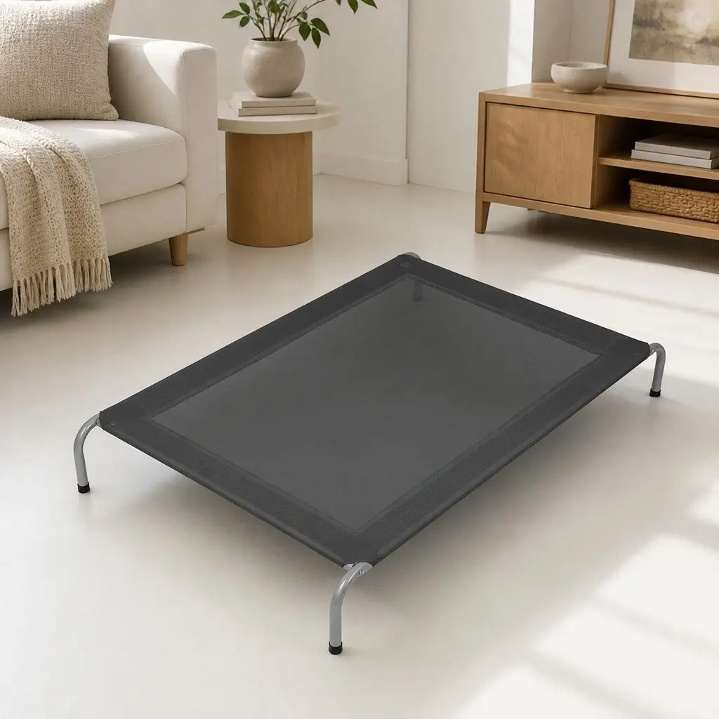 Elevated Pet Trampoline Bed XXL Raised Dog Cat Sleeping Frame Grey