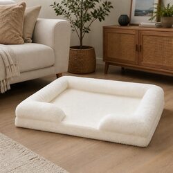 Memory Foam Pet Sofa Bed Orthopaedic Dog Cat Raised Rim Removable Cover Extra