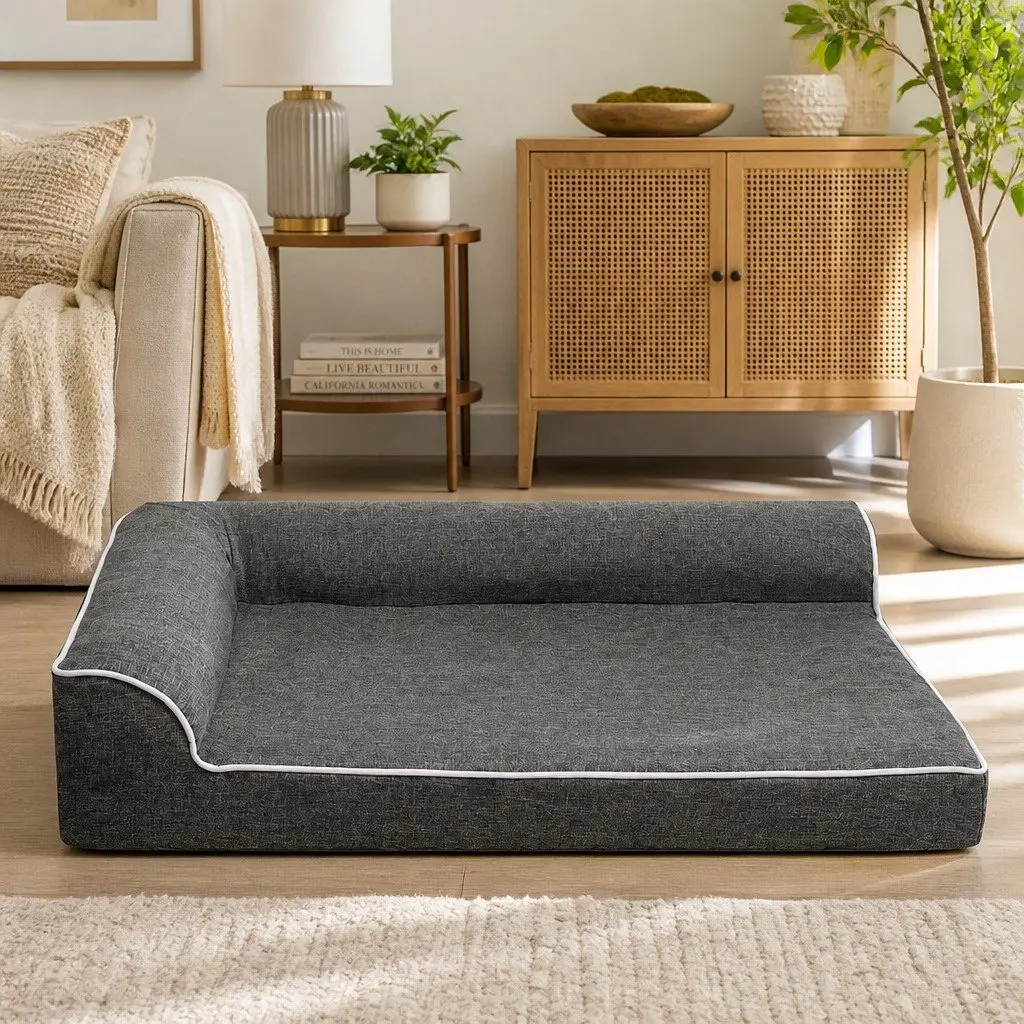 Orthopedic Dog Bed Memory Foam Medium Grey Removable Washable Cover
