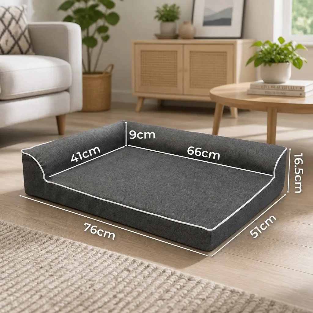 Orthopedic Dog Bed Memory Foam Medium Grey Removable Washable Cover