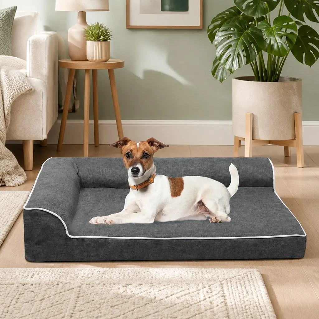 Orthopedic Dog Bed Memory Foam Medium Grey Removable Washable Cover