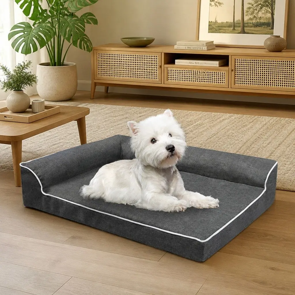 Orthopedic Dog Bed Memory Foam Medium Grey Removable Washable Cover