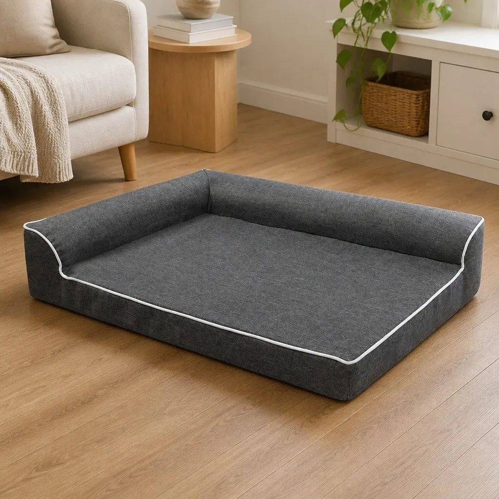 Orthopedic Dog Bed XXL Large Pet Memory Foam L-Shaped Bolster Sofa Comfort Sleep