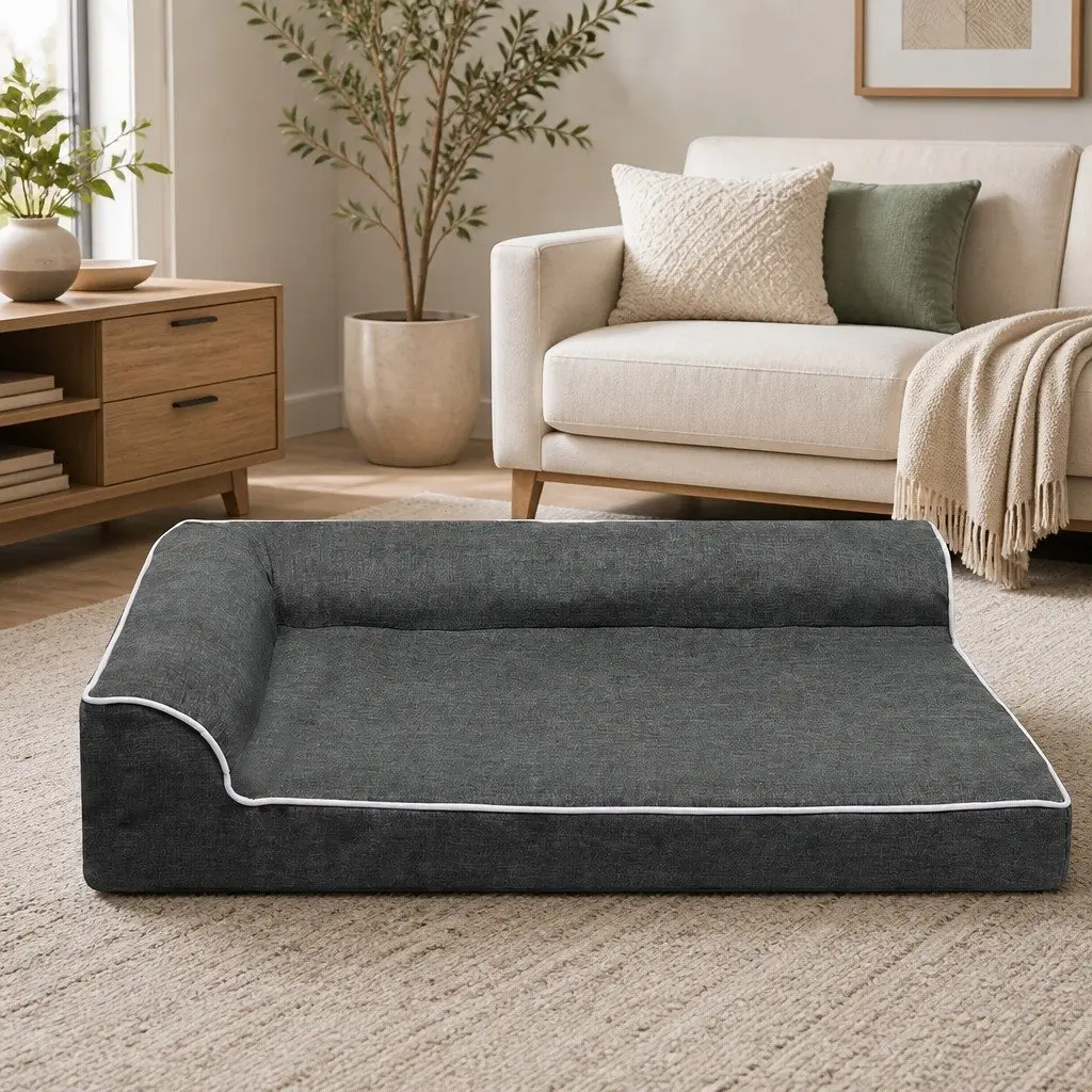 Orthopedic Dog Bed XXL Large Pet Memory Foam L-Shaped Bolster Sofa Comfort Sleep