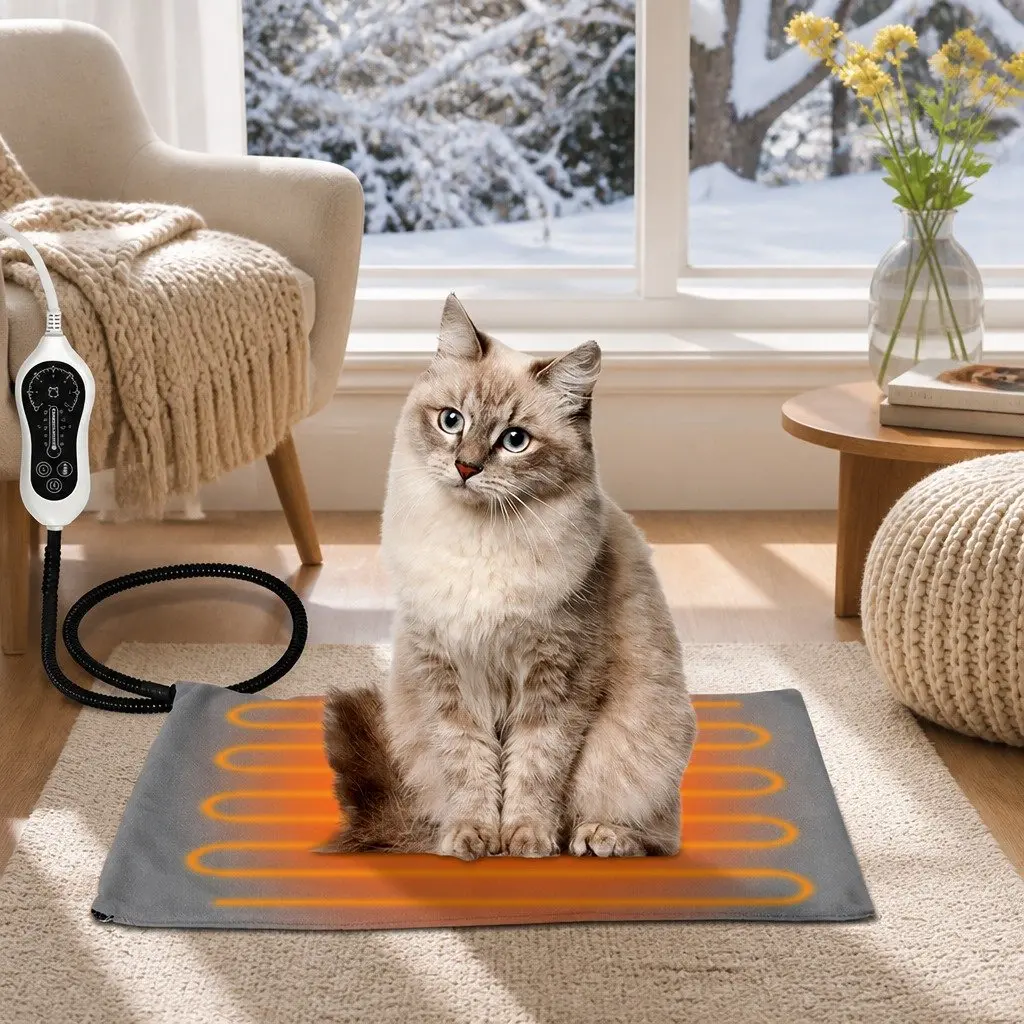 Electric Heated Pet Pad Large Dog Cat Bed Warm Mat Adjustable Temperature Timer