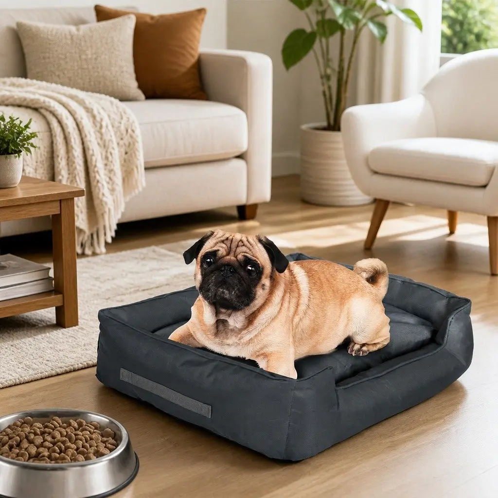 Waterproof Pet Dog Bed Calming Orthopedic Sleeping Mat with Handles Oxford