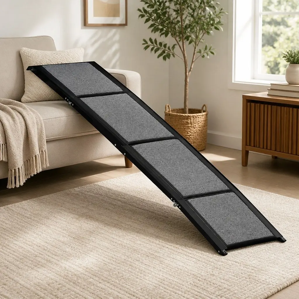 Dog Ramp Extra Long Foldable Anti-Slip 160cm Grey for Large Breed Car Access