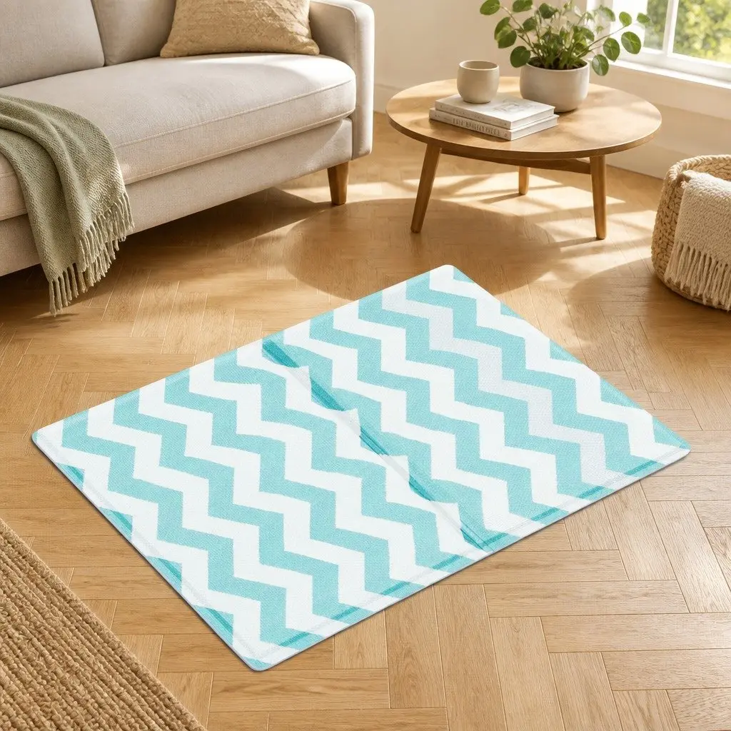Pet Cooling Mat Textured Surface Foldable Portable Soft Foam 40cm x 50cm Blue