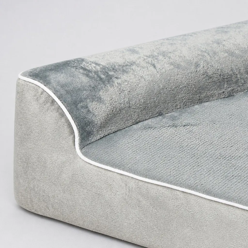 Orthopedic Dog Bed Memory Foam XXL L-Shaped Bolster Grey
