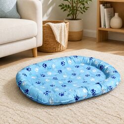 Pet Cooling Mat Small Blue Gel Padded Edge Support Waterproof Dirt Resistant