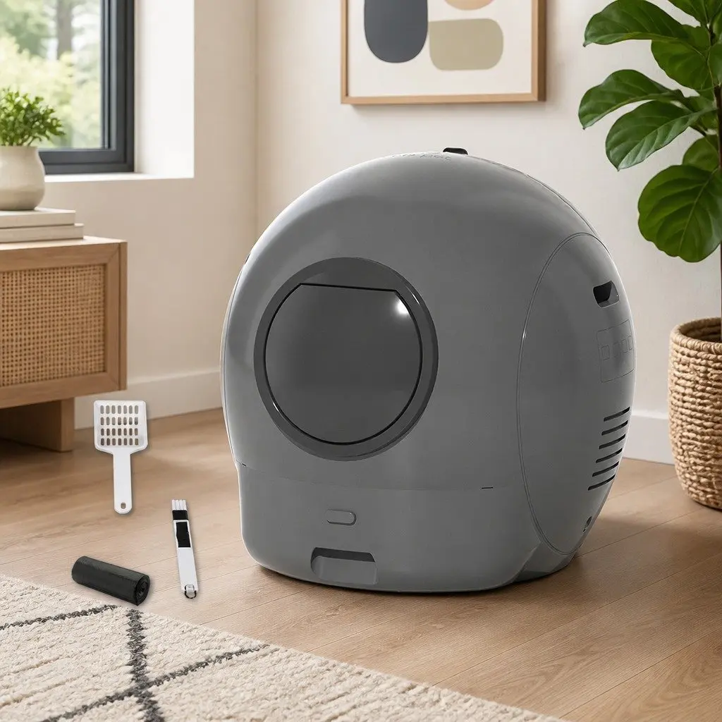 Automatic Self-Cleaning Cat Litter Box Large Wi-Fi App Control Smart Grey
