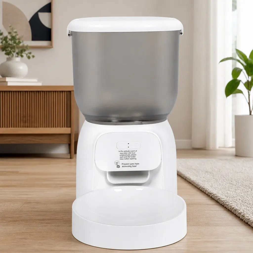 Automatic Pet Feeder WiFi App Control 4L White ABS Plastic Smart Feeding Station