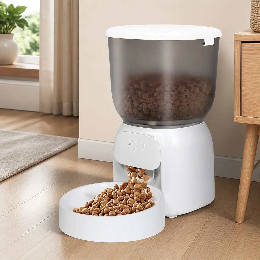 Automatic Pet Feeder WiFi App Control 4L White ABS Plastic Smart Feeding Station