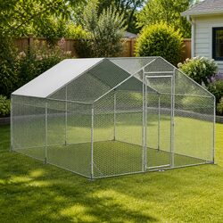 Large Metal Walk-in Chicken Coop Cage 400x300x194cm Poultry Housing Enclosure