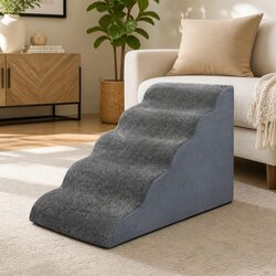 Pet Stairs 5 Steps Dog Ramp High Density Foam Portable Handle Grey