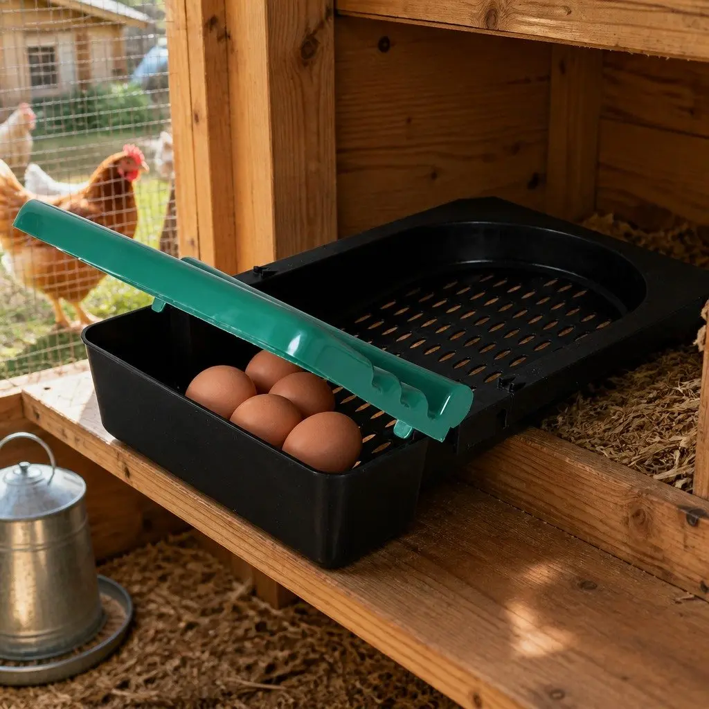 Chicken Egg Nesting Box 6-Hole Roll Away Coop Hutch Standing Wall Mount