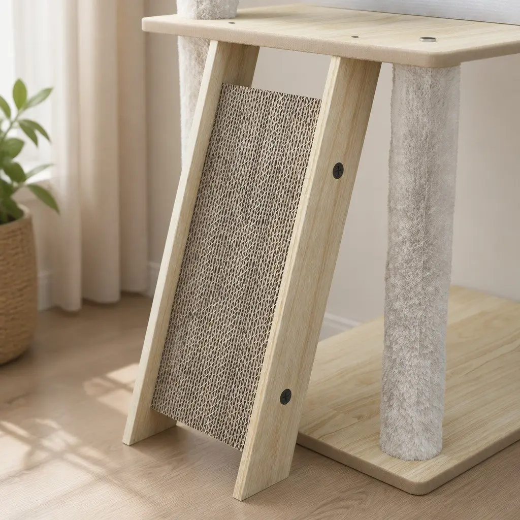 Cat Tree Tower Scratcher Condo 120cm Beige Climbing Frame Pet Furniture
