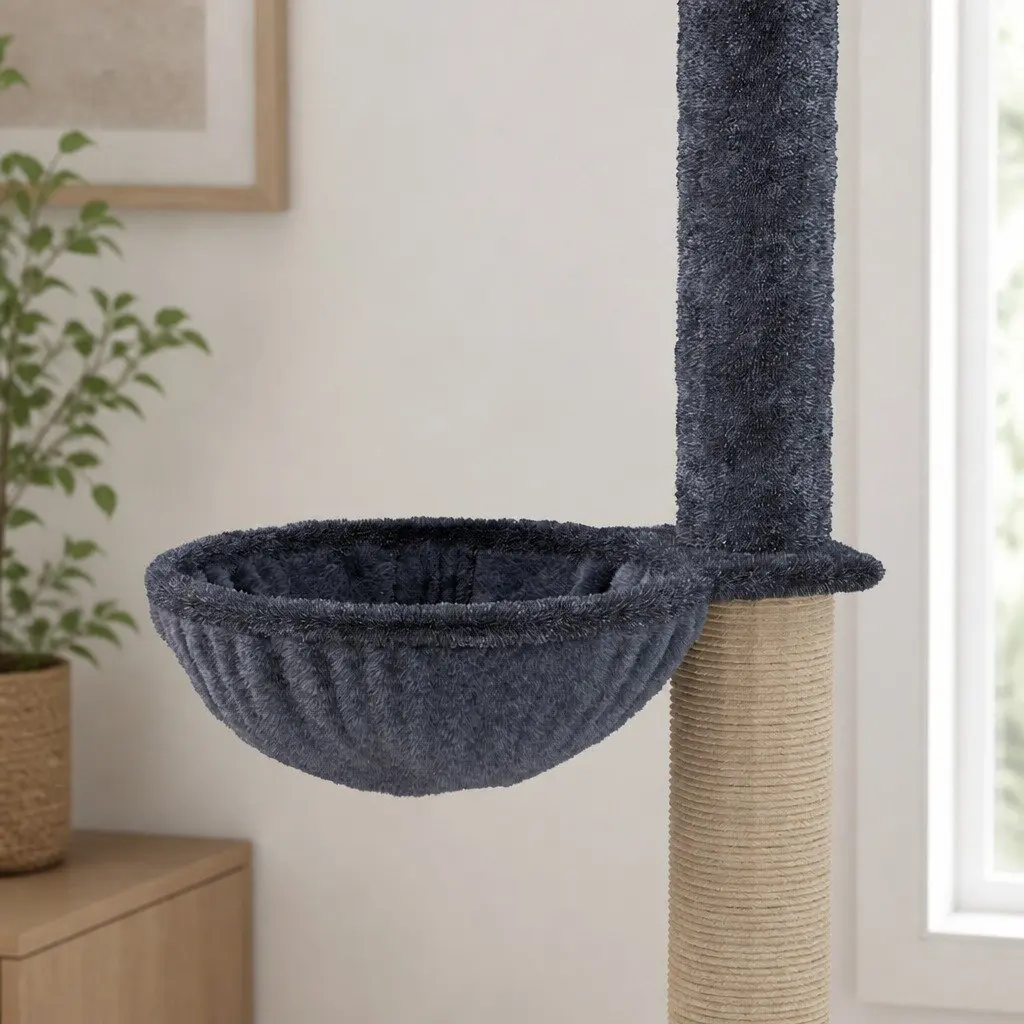 Cat Tree Multi-Level Scratching Post Hammock Condo Grey