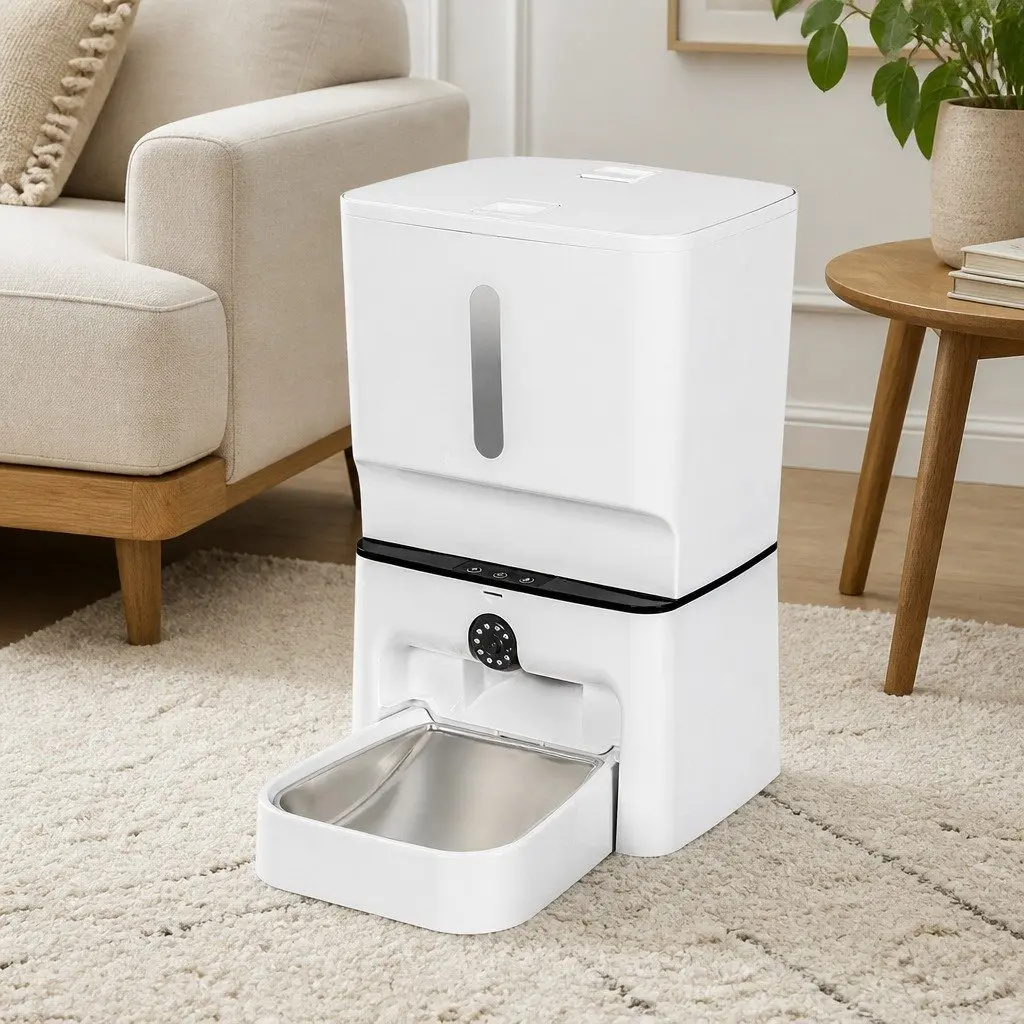 Automatic Pet Feeder 7L WiFi Camera Laser Interactive Toy Remote App Control White