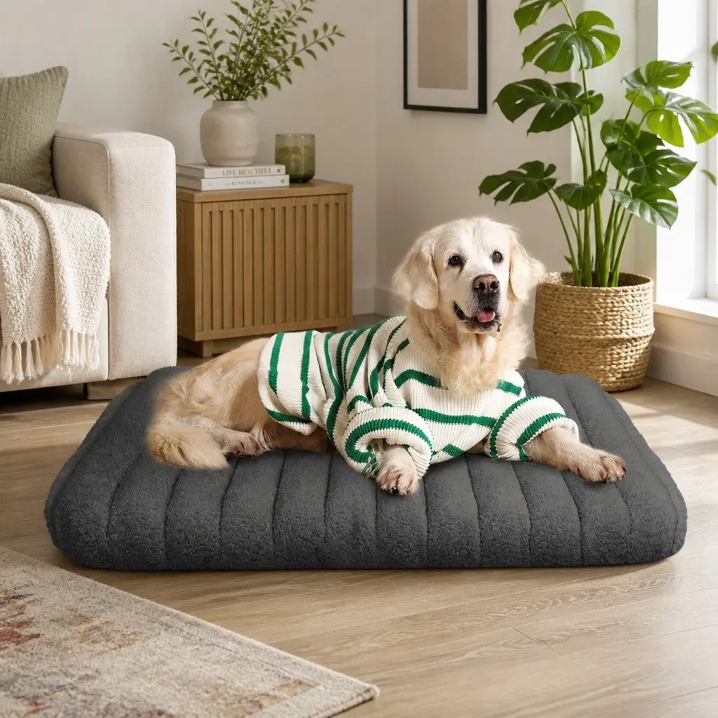 Orthopedic Dog Bed Large Removable Washable Cover Sherpa Plush Grey