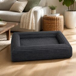 Orthopedic Dog Bed XL Grey Corduroy Removable Washable Cover Waterproof Pet