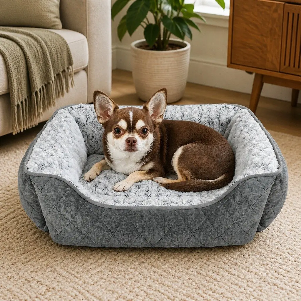 Pet Calming Bed Orthopedic Dog Cushion Fluffy Washable Medium M Soft Comfort