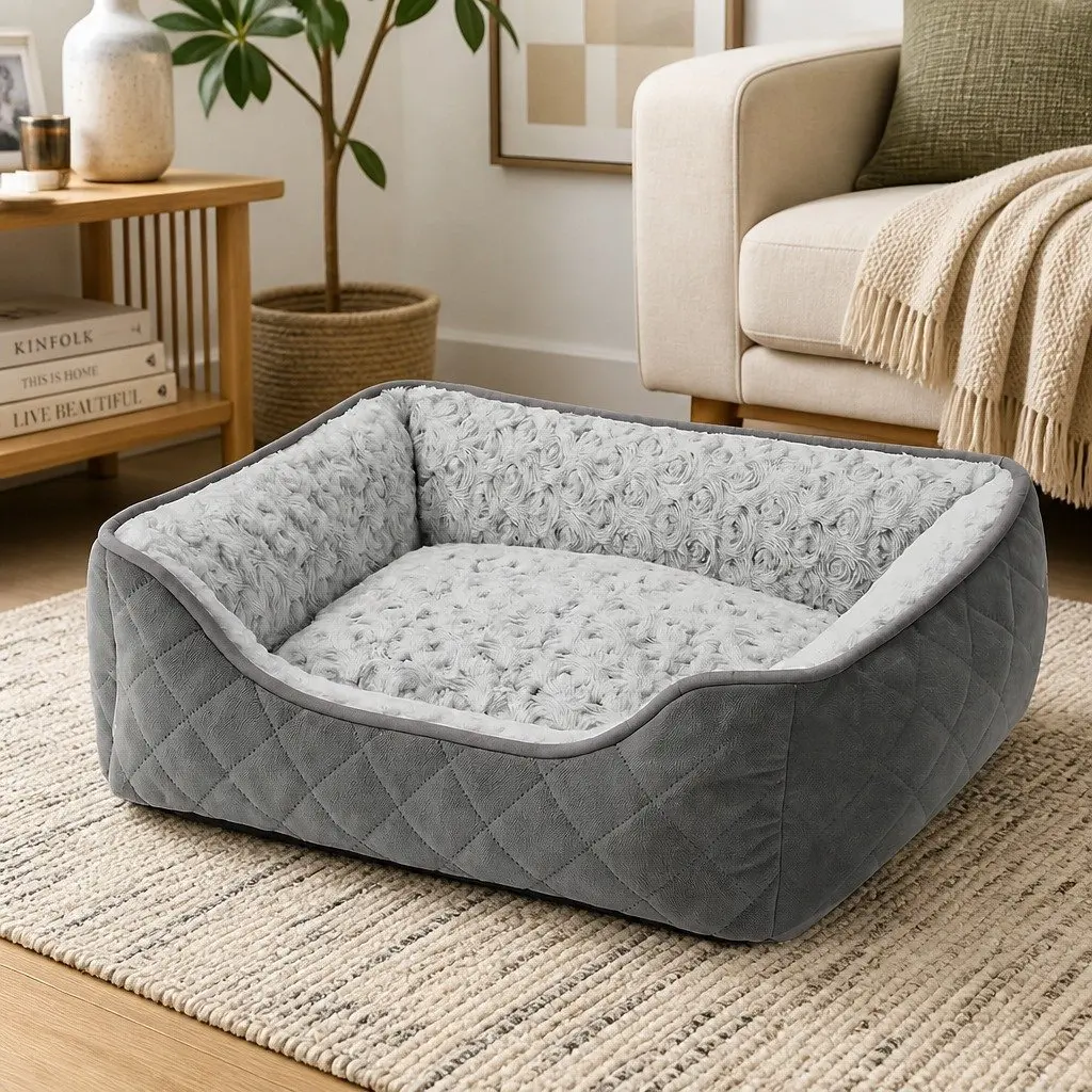 Pet Calming Bed Orthopedic Dog Cushion Fluffy Washable Medium M Soft Comfort