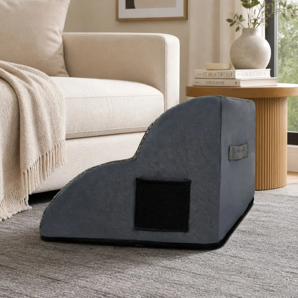 Pet Stairs 2 Steps Non Slip High Density Foam Portable Handle Grey
