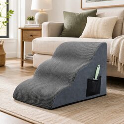Pet Stairs 3 Steps Dog Ramp High Density Foam Non-Slip Portable Handle Grey
