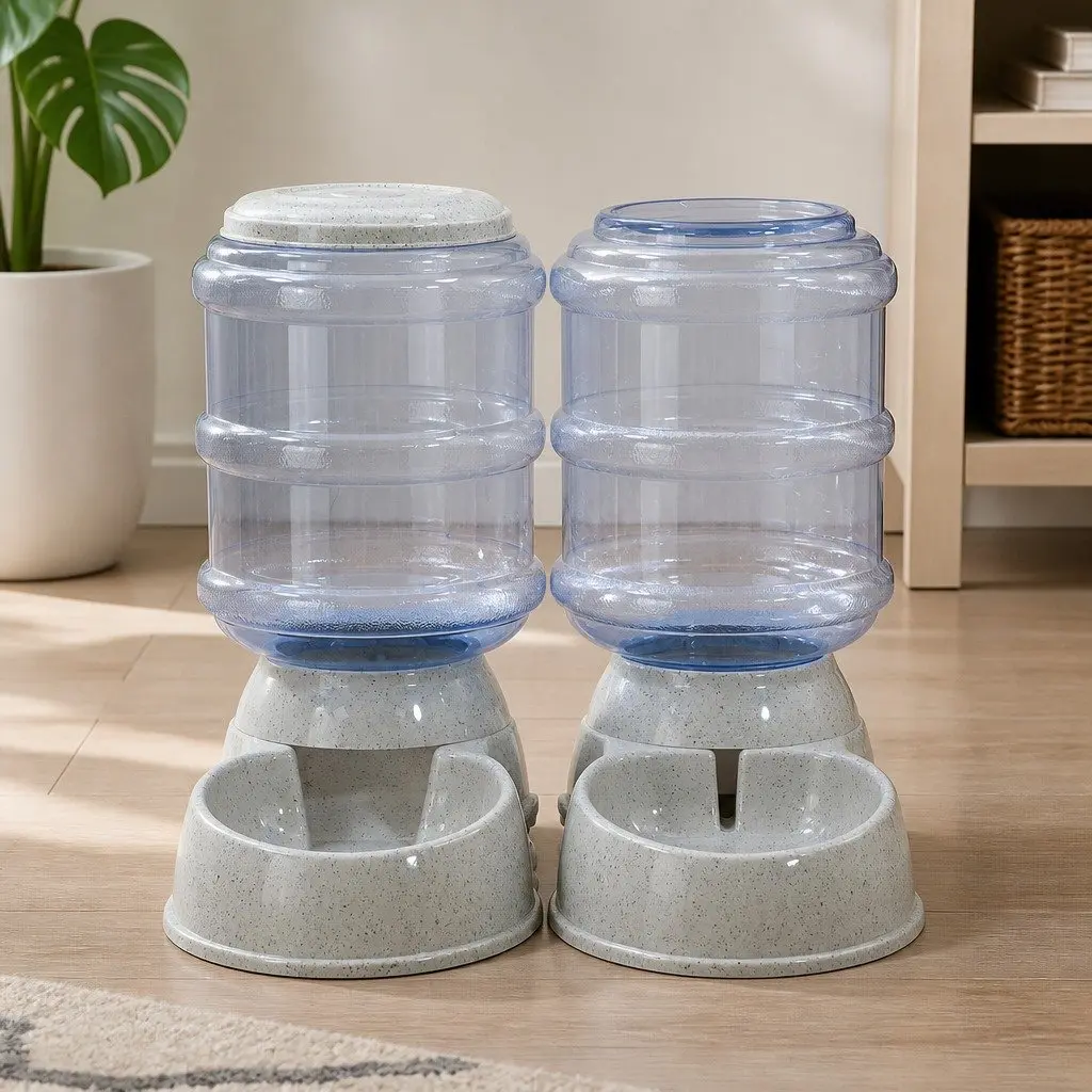 Automatic Pet Feeder Water Dispenser Set 3.5L Gravity System Cats Small Dogs